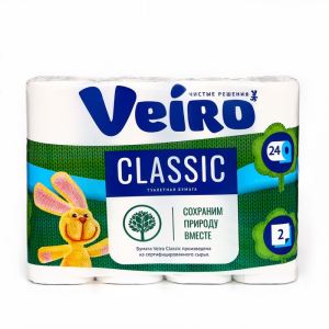 Туалетная бумага Linia VEIRO Classic, белая, 2 слойная, 24 шт. (цены, отзывы, описание)