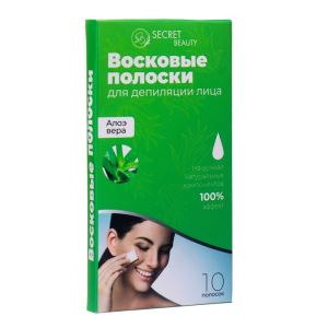Восковые полоски Secret Beauty для депиляции лица, с алоэ вера, 10 шт. (цены, отзывы, описание)