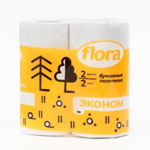 Полотенца бумажные Flora, 2-х слойные, 2 рулона (цены, отзывы, описание)